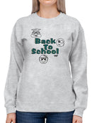 Back To School Fun Trendy Graphic Symbols Women's Sweatshirt