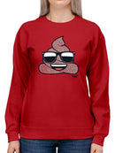 Cool Funny Poop In Shades Trendy Graphic Symbol  Women's Sweatshirt