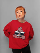 Cool Funny Poop In Shades Trendy Graphic Symbol  Women's Sweatshirt