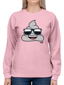 Cool Funny Poop In Shades Trendy Graphic Symbol  Women's Sweatshirt