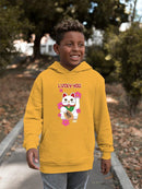 Japanese Fortune Cat - Lucky Cat Sakura Graphic  Youth's Hoodie