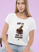 Churro Dipping Chocolate Artwork - Fun Dessert Lover  Women's Crop Tee
