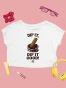Churro Dipping Chocolate Artwork - Fun Dessert Lover  Women's Crop Tee