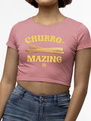 Churro-Mazing Fun Retro Foodie Design Women's Crop Tee