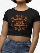 Churroiffic Times Ahead Fun Snack Graphic Women's Crop Tee