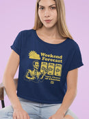 Weekend Forecast Graphic - Churro Fun Design Women's Crop Tee