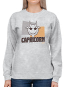 Capricorn Zodiac Graphic - Retro Goat Symbol Design Women's Sweatshirt