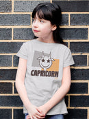 Capricorn Zodiac Graphic - Retro Goat Symbol Design Youth's T-shirt