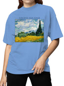 Van Gogh Wheatfield Landscape Art Women's T-shirt