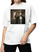 Goats in Classic Farmer Scene Women's T-shirt
