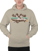 Vintage Car Palm Tree Sunset Art Men's Hoodie