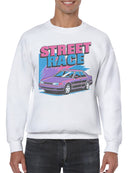 Vibrant Street Race Car Design Men's Sweatshirt