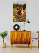 Happy Cow On Sunflower Field Wall Art -SmartPrintsInk Designs