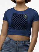 Stay Happy Checkered Graphic Tee Crop Tee Women's
