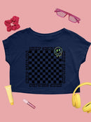 Stay Happy Checkered Graphic Tee Crop Tee Women's