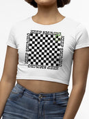 Stay Happy Checkered Graphic Tee Crop Tee Women's