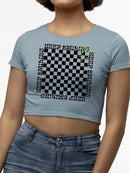 Stay Happy Checkered Graphic Tee Crop Tee Women's