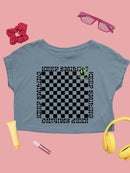 Stay Happy Checkered Graphic Tee Crop Tee Women's