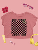 Stay Happy Checkered Graphic Tee Crop Tee Women's
