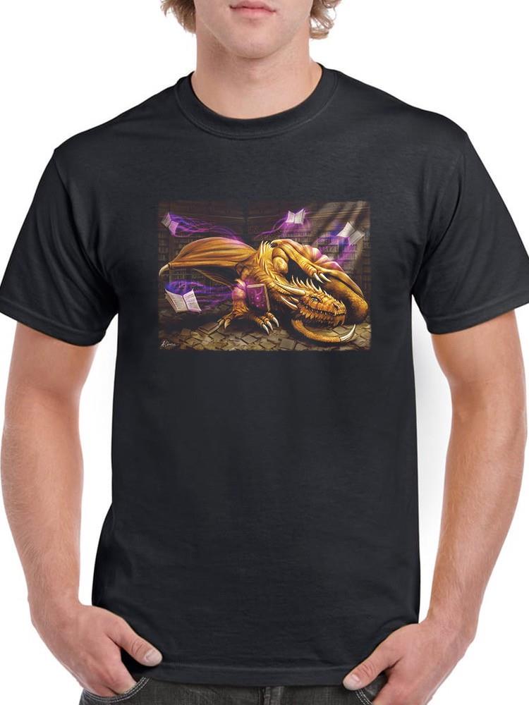 Dragon In Magic Library T-shirt -Anthony Chirstou Designs