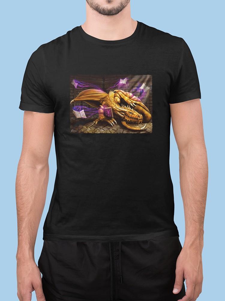 Dragon In Magic Library T-shirt -Anthony Chirstou Designs
