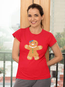 Happy Gingerbread Girl Women's Shaped T-shirt