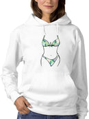 Body In Bikini With Leaf Pattern Hoodie Women's -GoatDeals Designs