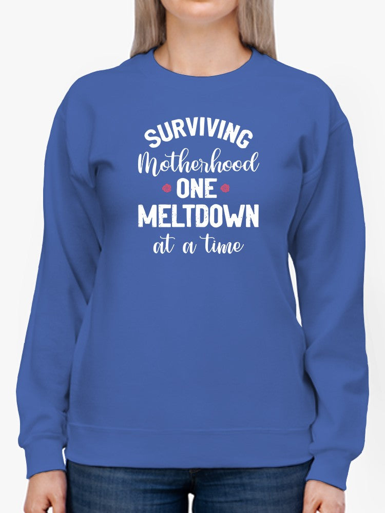 Surviving Motherhood Quote Sweatshirt Women's -GoatDeals Designs