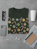 Christmas Bulbs And Candy Canes T-shirt -SmartPrintsInk Designs