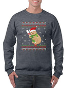 Sloth On A Candy Cane Sweatshirt -SmartPrintsInk Designs