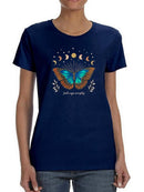 Butterfly And Moon Phases T-shirt -SmartPrintsInk Designs