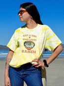 Just A Girl Loves Ramen Art Tie Dye Tee -SmartPrintsInk Designs