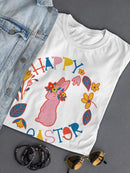 Happy Easter Floral Bunny Shaped T-shirt -SmartPrintsInk Designs