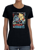 Catzilla Vs The Robots Shaped T-shirt -SmartPrintsInk Designs