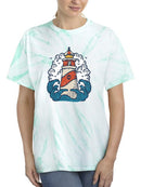 Vintage Lighthouse Art Tie Dye Tee -SmartPrintsInk Designs