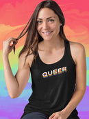 Queer Rainbow Slogan Racerback Tank -SmartPrintsInk Designs