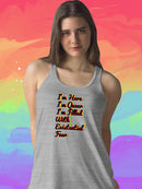 I'm Here, Queer With Fear Racerback Tank -SmartPrintsInk Designs