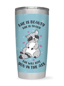 She Is Beautiful Racoon Tumbler -SmartPrintsInk Designs