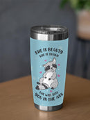 She Is Beautiful Racoon Tumbler -SmartPrintsInk Designs