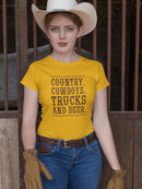 Country Cowboys Trucks And Beer T-shirt -SmartPrintsInk Designs