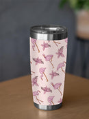 Flamingos And Flowers Pattern Tumbler -SmartPrintsInk Designs