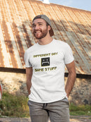 Different Day Same Stuff Quote With Sad Face. Men's White T-shirt