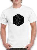 White figures inside of a black hexagon Men's White T-shirt
