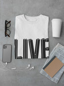 Cool 3D inscription "Live"  Men's White T-shirt