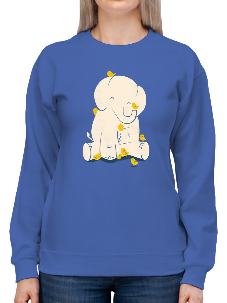 Elephant With Birds Sweatshirt -Jay Fleck Designs