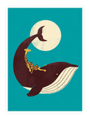 Giraffe On A Whale Sticker -Jay Fleck Designs