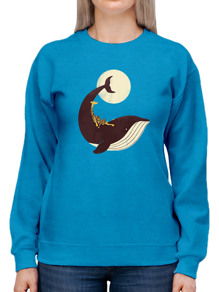 Giraffe On A Whale Sweatshirt -Jay Fleck Designs