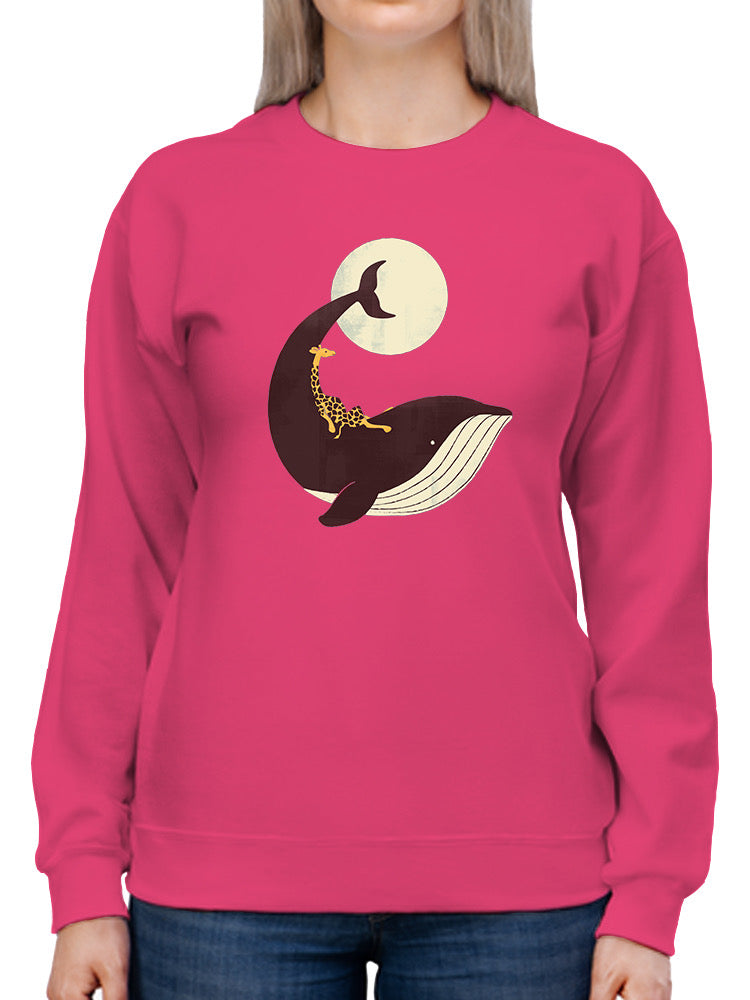 Giraffe On A Whale Sweatshirt -Jay Fleck Designs