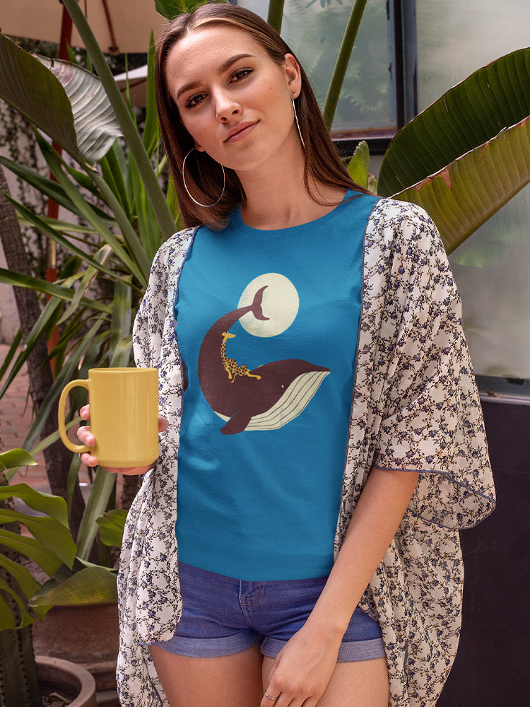 Giraffe On A Whale T-shirt -Jay Fleck Designs