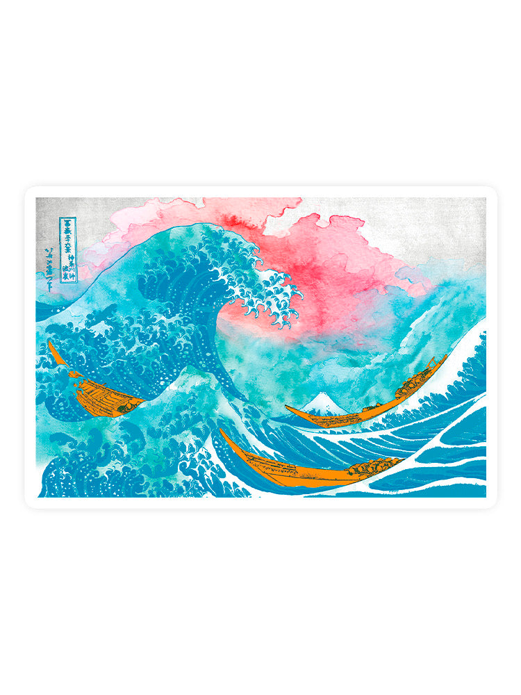 Ocean Waves With Boats Sticker -Porter Hastings Designs